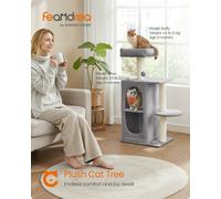 Songmics Cat Tower With Scratching Posts, 2 Condos, Light Gray