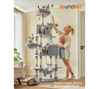 Feandrea 206 Cm Large Cat Tower With 13 Scratching Posts Light Grey