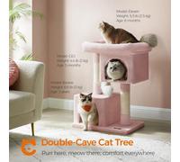 Songmics Cat Tree, Cat Tower, L, Cat Condo For Large Cats, Large Cat Perch, 2 Cat Caves, Scratching Post, Jelly Pink