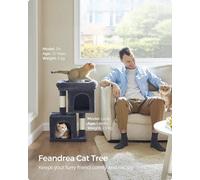 Songmics Cat Tree, Cat Tower, Small, Cat Condo For Small Cats, Large Cat Perch, 2 Cat Caves, Scratching Post, Smoky Grey