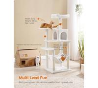 Songmics Cat Tree, Cozy Kitty Corner, Cat Tower, Cat Condo, Feline Mansion, Cream White