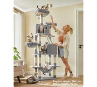Songmics Cat Tree, Extra Tall Cat Furniture, Large Cat Condo, Cat Tower With Scratching Posts And Ramp, Multi-Tier, Light Grey