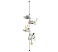 SONGMICS Ceiling Vertical Bathroom Storage Rack, 35x26.7x329.4cm, Dove Grey