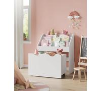 Songmics Children's Bookshelf, Children's Shelf, Toy Shelf, With 3 Shelves, Storage Box On Wheels, Multifunctional, Cloud White