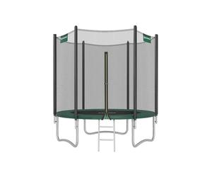 SONGMICS Children's Outdoor Trampoline Diameter 183 cm, External Protective Net, Safety Cushions, Ladder, 180 cm High Straight Pole, Steel Frame, Black and Green STR061C01