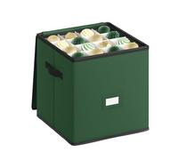 SONGMICS Christmas Bauble Storage Box, Stackable Xmas Ornament Storage Container with Lid, Dual Zippers, PP Plastic Trays, 64 Compartments of 7.6 cm Each, Forest Green RFB034C01