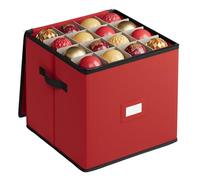 SONGMICS Christmas Decoration Storage Box, 7.6 cm 64 Slots, Stackable Christmas Bauble Storage Box with Lid, Dual Zippers, Adjustable Dividers, Non-Woven Fabric, Cherry Red RFB036R01