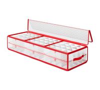 SONGMICS Christmas Ornament Storage Box, 96 Slots of 7.6 cm, 96.5 x 33.5 x 17.5 cm, Bauble Storage Box with Dividers, Zippers, Side Handles, Under the Bed, Cherry Red RFB031T02