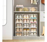 SONGMICS Clear Shoe Storage Boxes Set of 18 Stackable Breathable Display in White SONGMICS White
