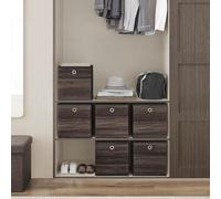 Songmics Cloth Storage Box Set, Collapsible Cube Bins With Handles, Bedroom Organizers For Clothes, Chestnut Brown