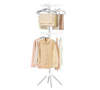 Foldable Clothes Drying Rack, White + Silver / 2-Tier