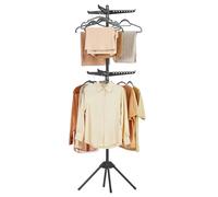 SONGMICS Clothes Airer, Stand Dryer, 6 Rotating Arms for Hangers, 4 Legs, Foldable Indoor Stainless Steel Clothes and Socks, 191 cm High, Black LLR514B01
