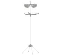 SONGMICS Clothes Airer, 4-Leg Folding Laundry Rack, 185 cm High | 3 Rotatable Arms for Hangers, Steel, Indoor, for Clothes and Socks, Grey and White, BUNJI Collection LLR512G01