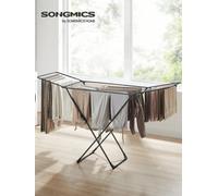 Songmics Clothes Airer,foldable Clothes Drying Rack,clothes Horse With Gullwings,indoor Outdoor Use,bed Linen Clothing, Black