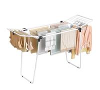 SONGMICS Clothes Airer, Foldable Steel Laundry Rack, 16.6 m Drying Space, 158 x 53 x 93 cm, Matte White, Serene Grey, for Indoor and Outdoor, Bunji Collection LLR520WK01