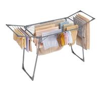 SONGMICS Clothes Drying Rack, 56.5 x 173 x 96.5 cm Winged Clothes Airer, Space-Saving Laundry Drying Rack, with Sock Clips, Metal Structure, for Clothes, Towels, Linens, Grey LLR518G01