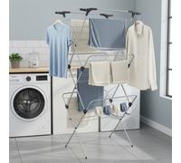 Songmics Clothes Drying Rack, Foldable Laundry Airer With 20 M Drying Space, Space-Saving Clothes Horse, Grey