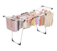 SONGMICS Clothes Drying Rack, Winged Clothes Airer, 54 x 168 x 94 cm | Space-Saving Laundry Drying Rack, Metal Structure, for Clothing, Towels, Linens, White and Black, BUNJI Collection LLR518W01