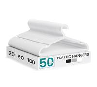 SONGMICS Clothes Hangers, Pack of 50, Plastic Hangers, with Wide Shoulder Notches, Space-Saving Coat Hangers, 16.4 Inches Wide, for Closet, Cloud White UCRP010W01