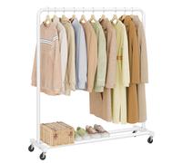 SONGMICS Clothes Rack Garment Rack on Wheels Coat Rack 2 Lockable Wheels Be