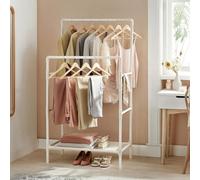 Songmics Clothes Rack, Metal Stand With 2 Hanging Rails And Storage Shelf, Easy Assembly, White