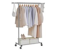SONGMICS Clothes Rack on Wheels, Heavy Duty Clothes Rail, with Extendable Hanging Rail, 100 kg Load Capacity, Easy Assembly, Portable, Dove Grey HSR013G01