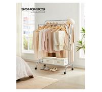 Songmics Clothes Rail, Clothes Rack, Double Clothes Hanging Rail, Heavy-Duty Metal Frame, With Wheels And Shelf