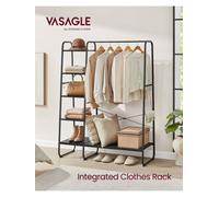 Songmics Clothes Rail, Clothes Rack With Shoe Shelf, 5-Tier Storage Rack, 6 Side Hooks, For Bedroom, Living Room