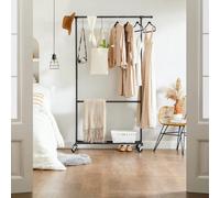 Songmics Clothes Rail, Garment Display Rack, Wheeled Double-Rod System With Enhanced Weight Support, Black