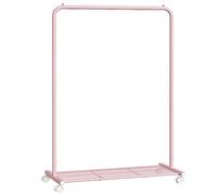 SONGMICS Clothes Rail with Wheels, 90 cm, Clothes Rack for Hanging Clothes, with Dense Mesh Storage Shelf, 50kg Load Capacity, 2 Brakes, Frame