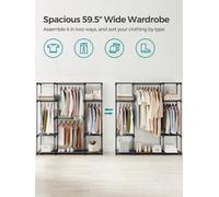 Clothes Wardrobe, Clothes Rack, Portable Closet, 43 x 151 x 166 cm, 4 Hanging Sections, with Compartments, Large Capacity, Black