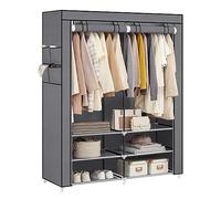 Portable Wardrobe with 2 Hanging Rails, Grey / 127W cm