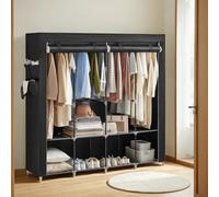 Ledrem Portable Closet, Wardrobe Closet Organiser With Cover, 4 Hanging Rods And Shelves, 4 Side Pockets, 45 X 170 X 167 Cm