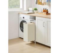 Songmics Clothing Organizer Basket With Metal Frame, Removable Bag, Pull-Out Shelf And Sorter, Cream White And Cloud White