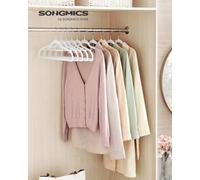 Songmics Coat Hangers, Pack Of 30, Heavy Duty Plastic Hangers, Non-Slip, Space-Saving Clothes Hangers, 0.5 Cm Slim, 42 Cm Wide