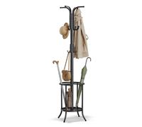 SONGMICS Coat Rack Freestanding, Coat Stand with Umbrella Holder, 12 Hooks, Metal, 175 cm Tall, for Entryway, Hallway, Living Room, Bedroom, Ink Black RCR011B01