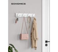 Songmics Coat Rack, Wall-Mounted Coat Rack, Coat Hook With 4 Tri-Hooks, Hook Rack For Bags, Coats, For Hallway, White