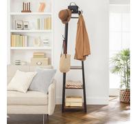 Songmics Coat Rack With Storage Shelving, Freestanding Shelves With Hooks For Accessories, Strong Metal Frame, Industrial, Rustic Brown
