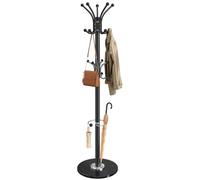 SONGMICS Coat Rack with Umbrella Stand, Marble Base, Freestanding Hat and Coat Stand, 18 Hooks, Rotating Top, 38 x 38 x 178 cm, Black, for Hallway, Alan Collection RCR091BH01