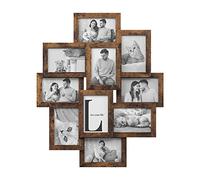 SONGMICS Collage Picture Frame, 10 Frames for 4x6 Photos, Multi Wall Decor, Rustic Brown RPF020X01