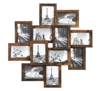 SONGMICS Collage Picture Frames, 12 Frames for 4x6 Photos, Collage Photo Frames for Wall, Multi Frames, Wall Decor, Rustic Brown RPF022X01