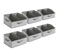 SONGMICS Collapsible Storage Boxes, Set of 6 Fabric Storage Baskets, 40 x 30 x 20 cm, Wadrobe Storage Organisers, 3 Handles, for Bedroom, Living Room, Cattail Grey RFB0140G01