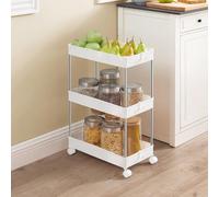 SONGMICS Compact 3 Tier Rolling Cart for Kitchen & Bathroom in White SONGMICS White