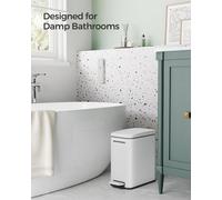 Songmics Compact Bathroom Trash Bin, Pedal-Operated With Lid, Soft Close, Steel, Designed For Small Spaces, White