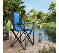 Songmics Compact Folding Camping Chair, Cushioned Seat With Cup Holder, Durable Construction, Blue
