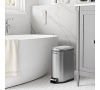 SONGMICS Compact Pedal Bathroom Bin with Soft Close Lid Steel Slim in Silver SONGMICS Silver