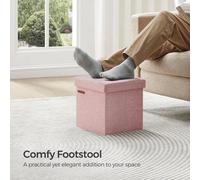 Songmics Compact Storage Ottoman, Bedroom Bench With Hidden Compartment, Footrest Seating Stool, Jelly Pink
