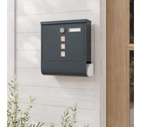 SONGMICS Compact Wall Mounted Post Box with Lock & Lid in Dark Grey SONGMICS Dark Grey