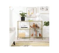 Songmics Console Table, 3 Shelf Coffee Table, Tempered Glass Shelf, 100 X 30 X 73 Cm, Steel Frame