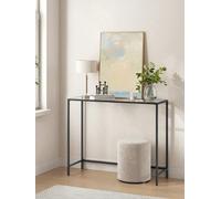 Songmics Console Table, Tempered Glass Sofa Table, Modern Entryway Table, Sturdy Metal Frame, Easy To Assemble, Black
